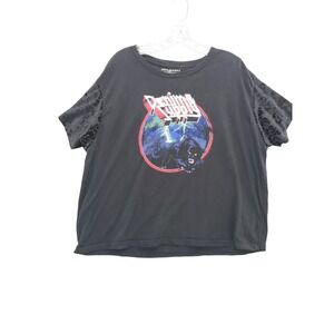 Denim & Supply Ralph Lauren Graphic Tee‎ Velvet Burnout Sleeve Accents Black L